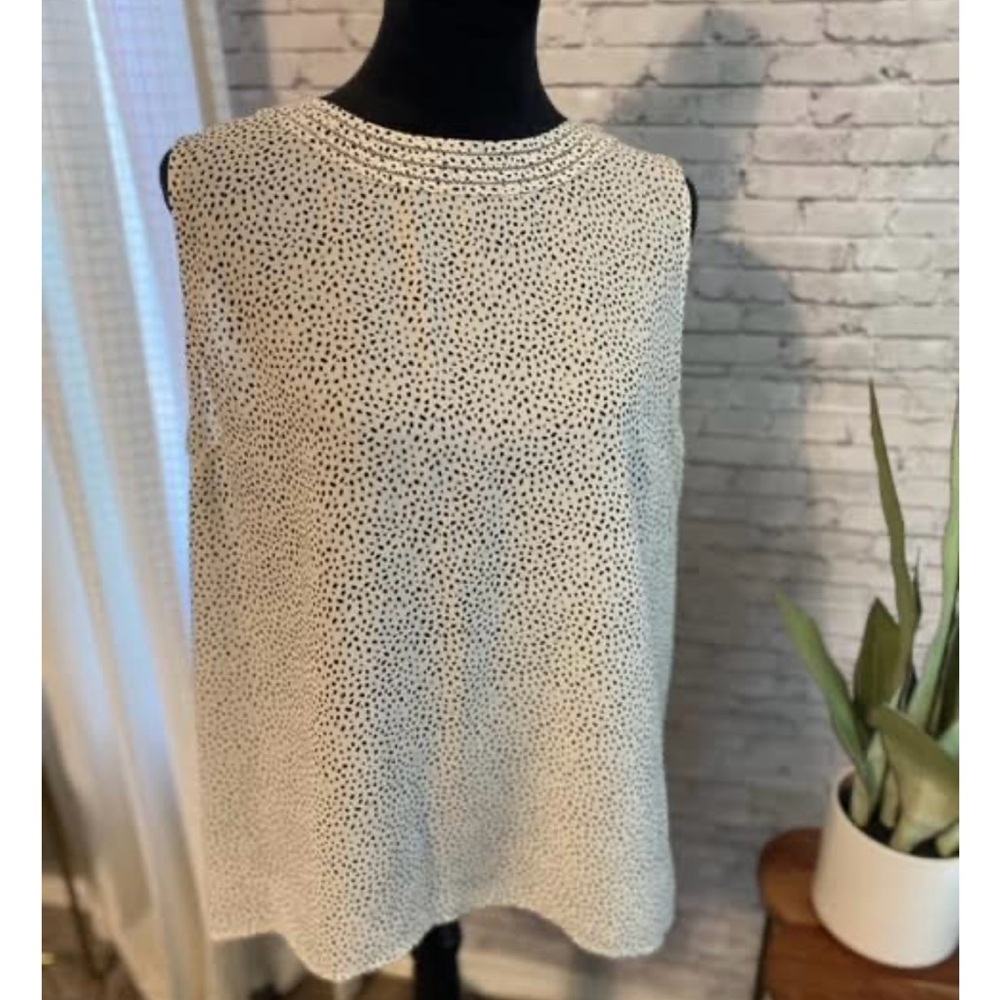 Black, white sleeveless Talbots blouse in XL